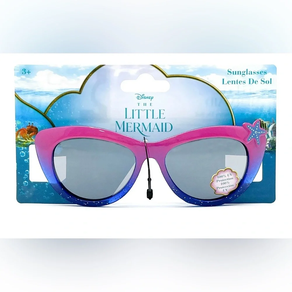 Little Mermaid Girl's Sunglasses, Pink with Purple Starfish